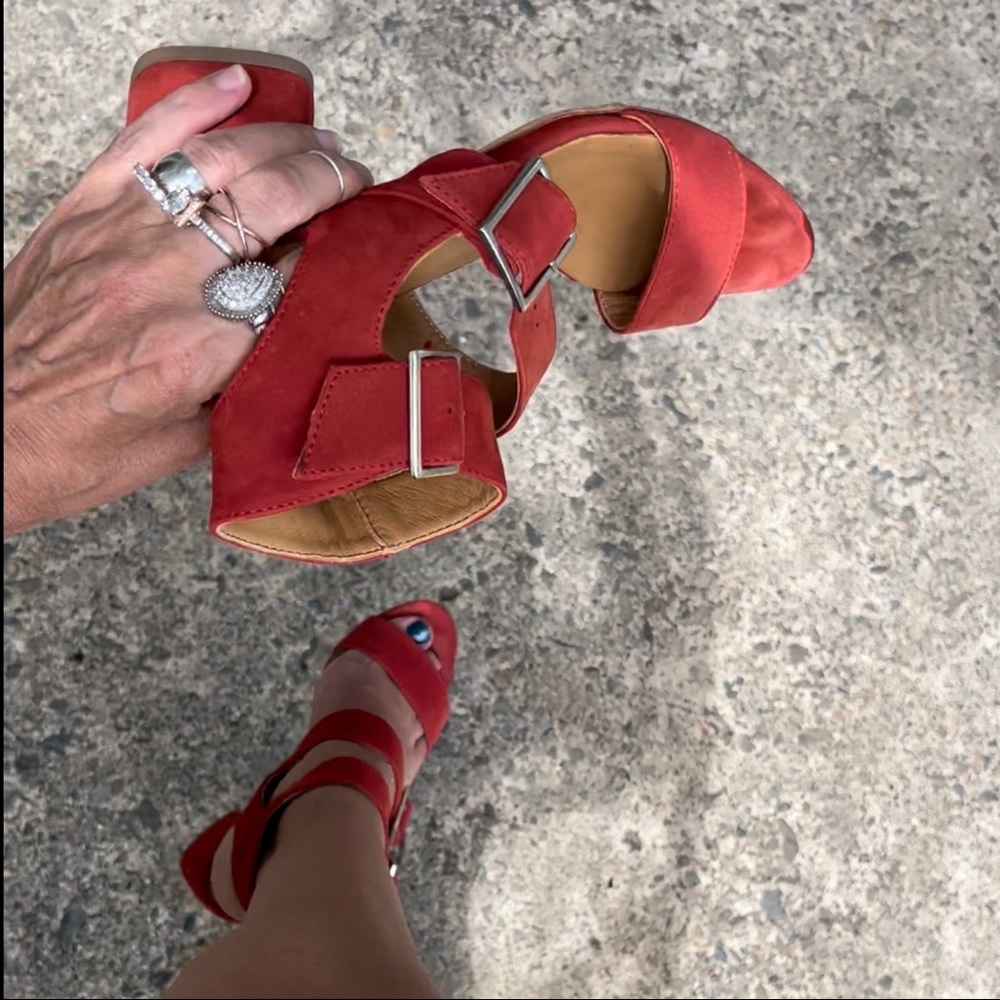Rust Red Suede Sandals - Picture 14 of 17
